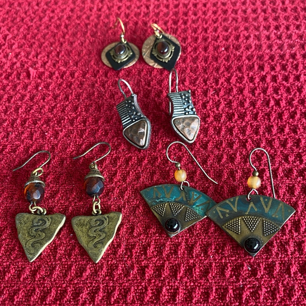 4 Sets of Gold/Brass Tone Earrings